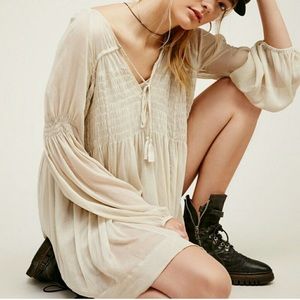 Free People Lini Smocked Mini Dress M